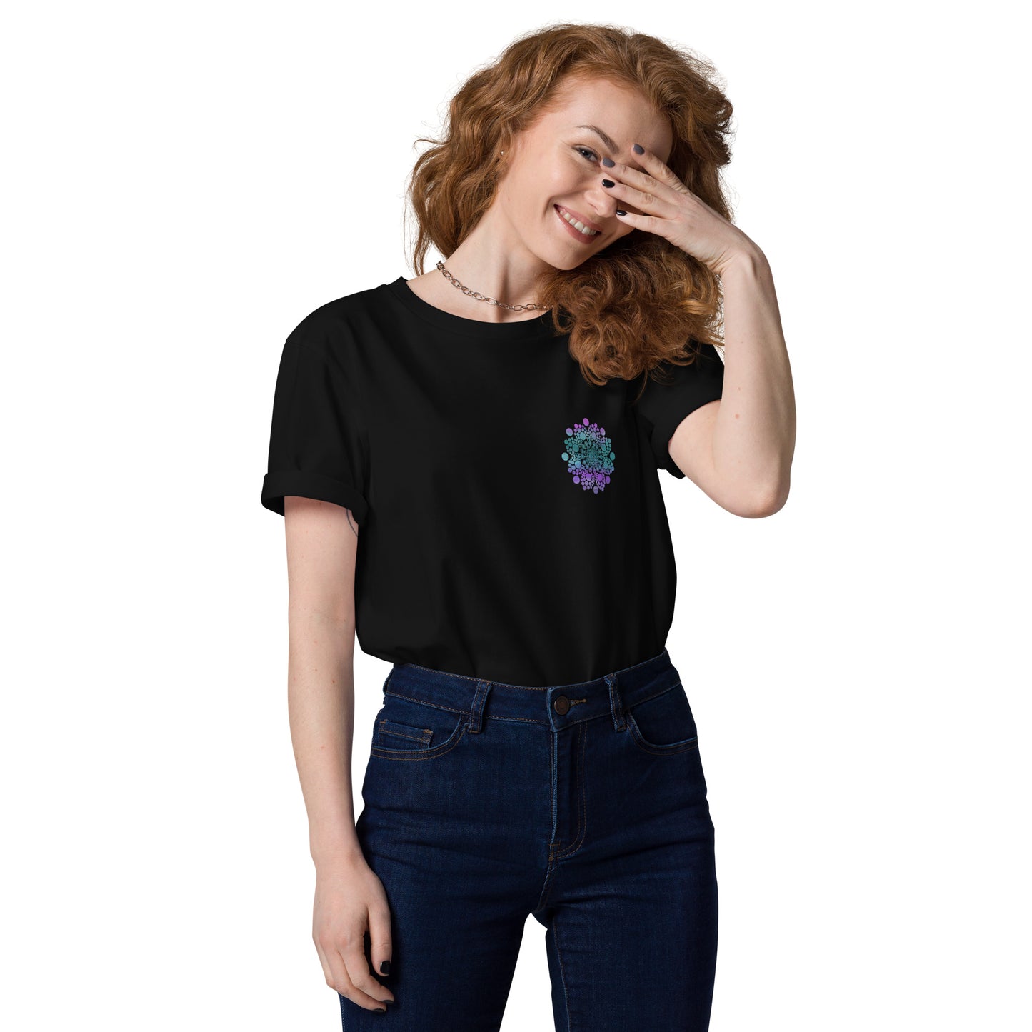 Camiseta de algodón orgánico mandala bolsillo unisex