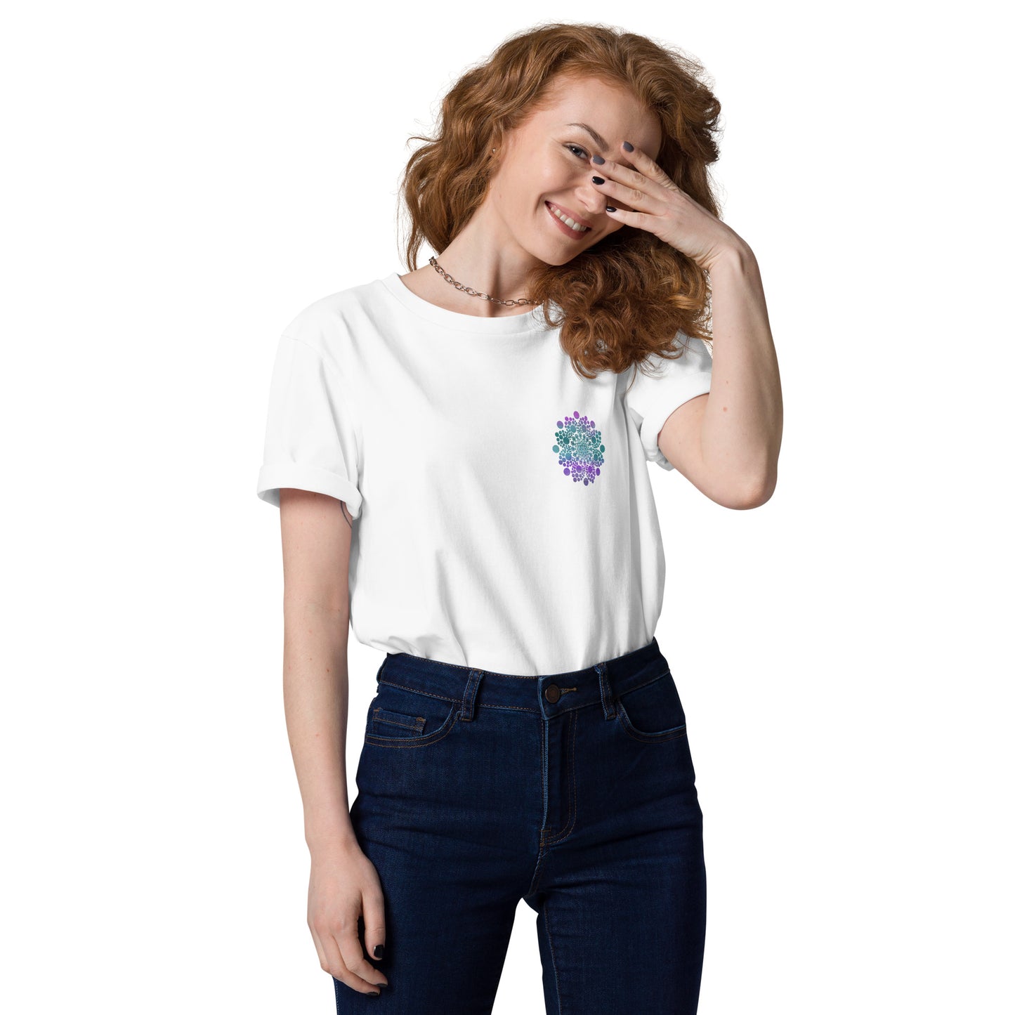 Camiseta de algodón orgánico mandala bolsillo unisex
